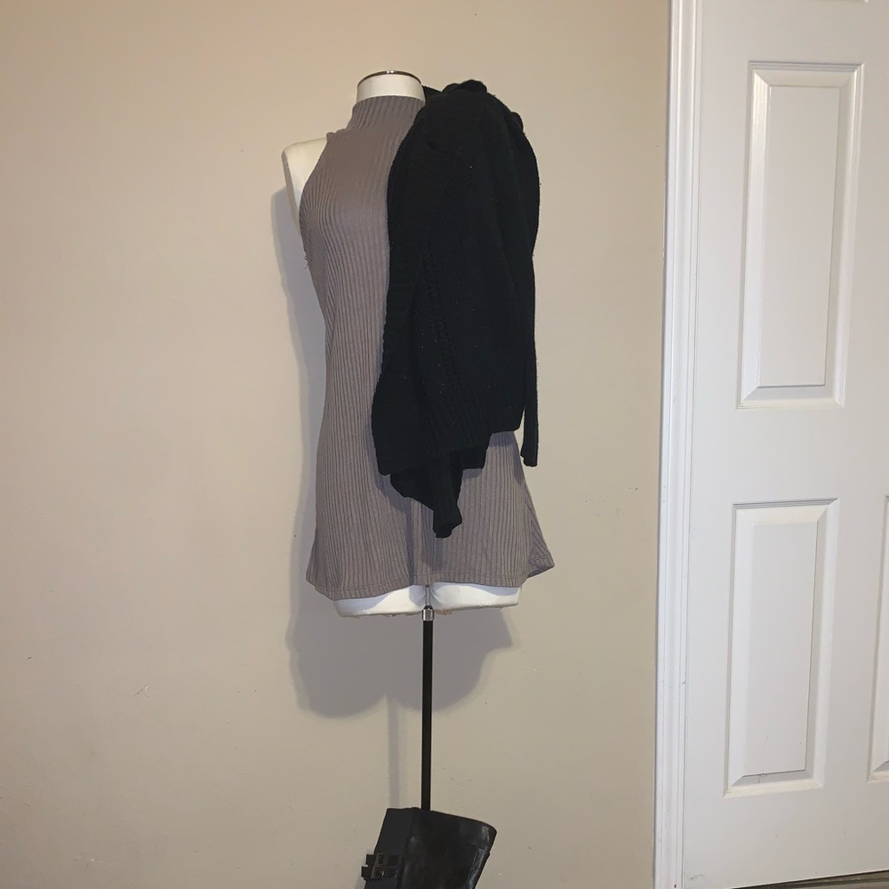 Cozy Casual Outfit: Dress, Cardigan, Boots